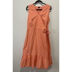 Talbots Wrap Dress Maxi Tangerine Size 16 Orange Flirty Summer Vacation Cruise